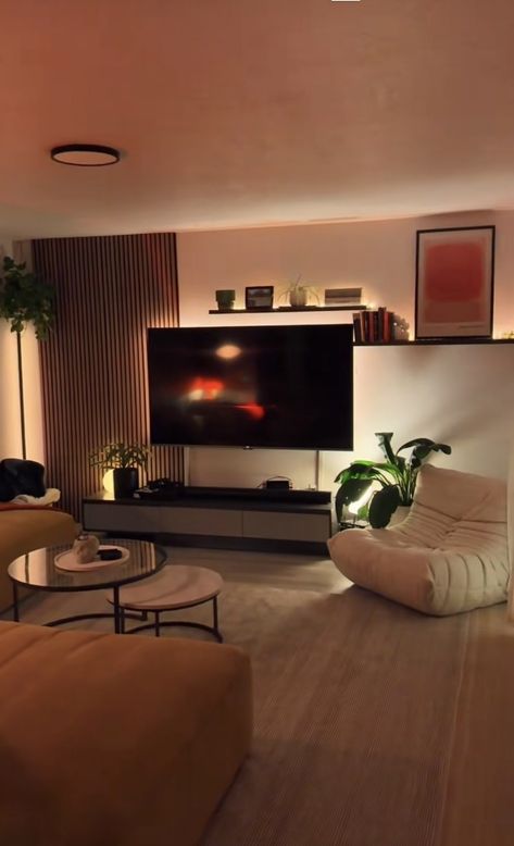 90s Home Decor Living Room, Cool Living Room Aesthetic, American Physco Apartment, Aesthetic Entertainment Center, James Bond Apartment, Men’s Studio Apartments, Tiny Living Room Aesthetic, Different Apartment Styles, Living Room Designs Moody