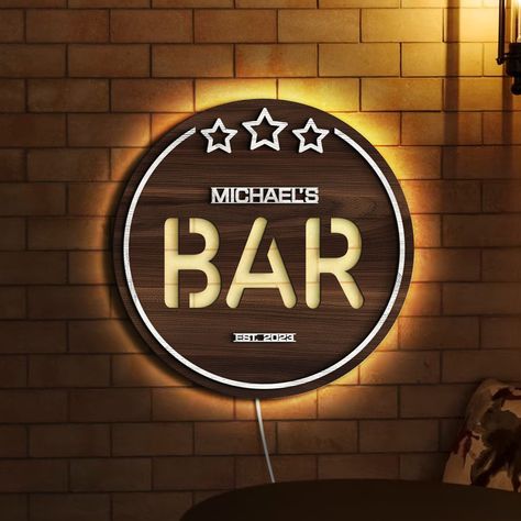 Wood Bar Sign, Basement Bar Decor, Man Cave Pub, Wooden Signage, Veterans Day Gifts, Laser Ideas, Backyard Bar, Whiskey Bar, Pub Signs