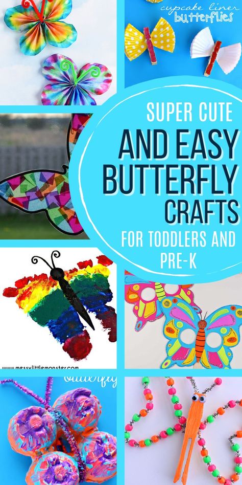 Butterfly Crafts For Preschool, Preschool Butterfly Crafts, Butterfly Crafts For Toddlers, Butterfly Activities For Preschool, Easy Diy Butterfly, Butterfly Craft Ideas, Butterfly Activities, Butterfly Crafts Preschool, Butterfly Art And Craft