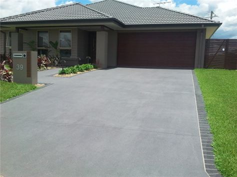 Stencil Concrete, Driveway Installation, Black Concrete, Concrete Driveways, French Grey, Home Reno, Crete, Black Border, Driveway