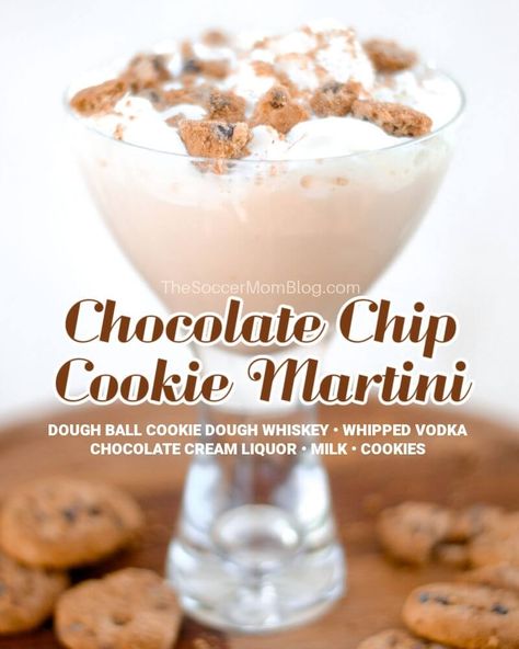 Cookie Dough Martini, Chocolate Chip Cookie Cocktail, Dessert Martini, Cookie Martini, Fancy Recipes, Cookie Birthday, Mini Chocolate Chip Cookies, Bartender Drinks, Homemade Cookbook