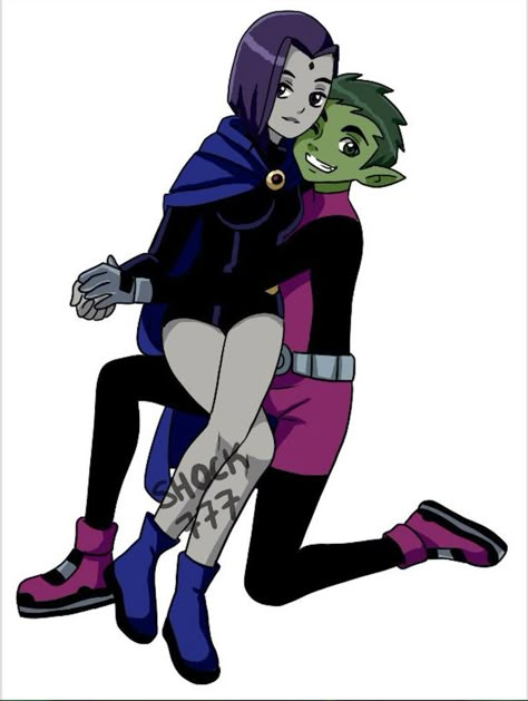 Beast Boy and Raven by Shock777 from Teen Titans Beast Boy Costume, Raven Halloween Costume, Beast Boy And Raven, Garfield Logan, Raven Costume, Teen Titans Love, Robin And Raven, Raven Beast Boy, Teen Titans Fanart