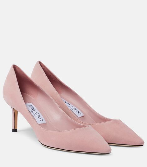 Romy 60 suede pumps in pink - Jimmy Choo | Mytheresa Pink Jimmy Choo, Pink Suede Heels, Jimmy Choo Romy, Jimmy Choo Pumps, Glitter Pumps, Mid Heels Pumps, Gold Pumps, Black Suede Pumps, Blue Pumps