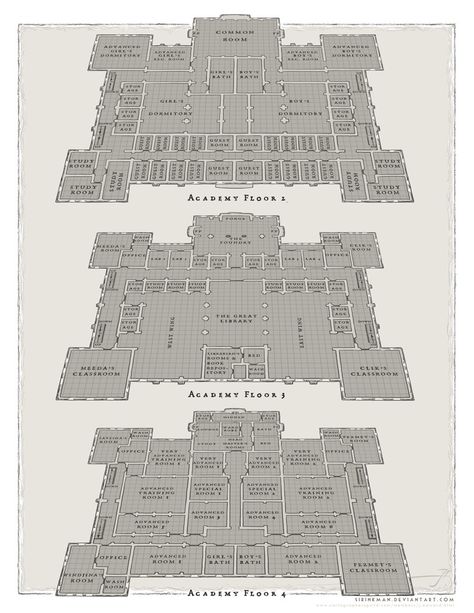 ArtStation - Wizard's Academy - the school and grounds, John Stevenson Minecraft Castle Blueprints, School Floor Plan, Castle Layout, Castle Floor Plan, Pathfinder Maps, Dnd Campaign, Floor Designs, Minecraft Castle, Mansion Floor Plan