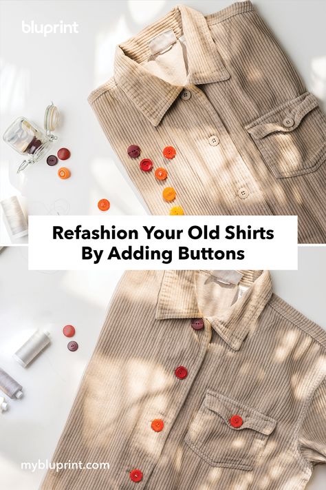 Change Buttons On Shirt, Adding Fabric To Shirts, Decorating Shirts, Hot Topic Clothes, Sewing Machine Instruction Manuals, Tshirt Makeover, Cut Up Shirts, Diy Buttons, Old Shirts