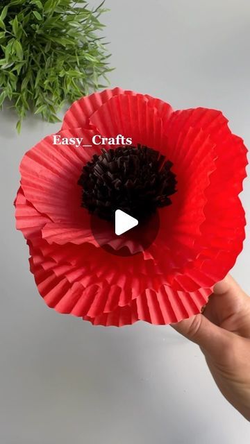 Easy_Crafts on Instagram: "Easy Crafts Ideas" How To Make A Poppy Flower, Paper Poppy Flower, Paper Poppies Diy, Poppy Flower Crafts For Kids, Paper Plate Flower Craft, Diy Poppy Flower, Make Your Own Poppy, Poppy Craft For Kids, Poppy Craft