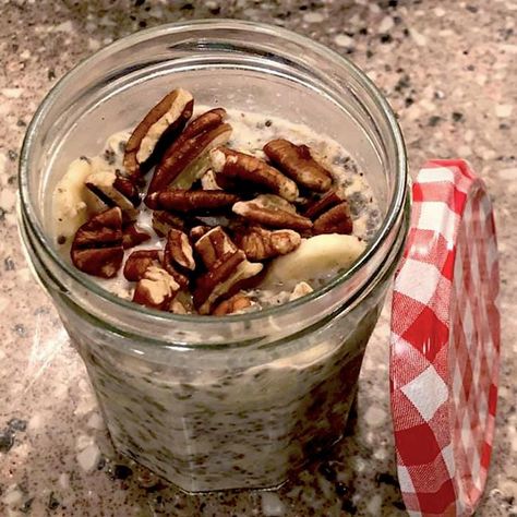 Golo Breakfast, Pecan Overnight Oats, Apple Cinnamon Overnight Oats, Insulin Resistance Diet Recipes, Cinnamon Overnight Oats, Golo Recipes, Bright Line Eating Recipes, Golo Diet, Overnight Oats Recipe Healthy