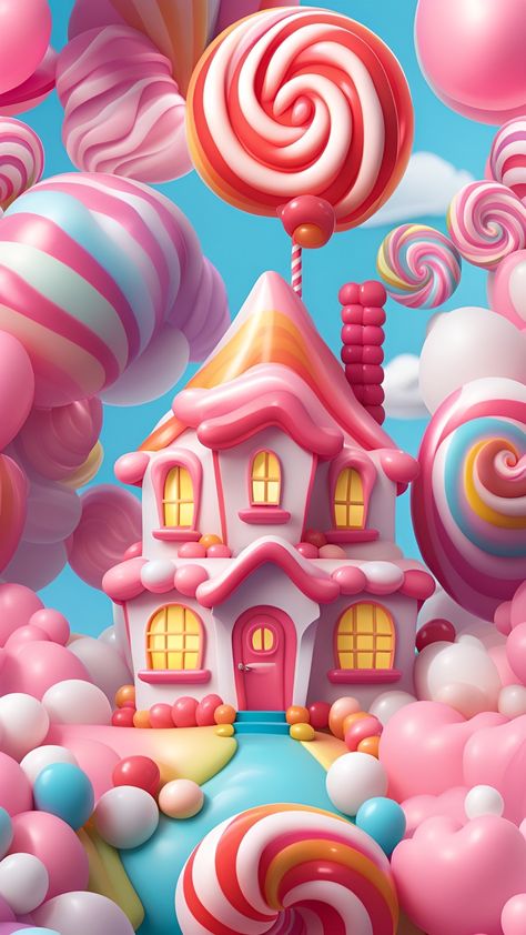 Candy City Drawing, Candyland Games, Candy World, Cupcakes Wallpaper, Spring Candy, Candy Castle, Pastel Home Decor, Best Nature Wallpapers, Candy Labels