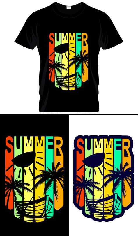 Colorful T Shirt, Boat Vector, Holiday Party Kids, T Shirt Logo Design, Free T Shirt Design, Art Tshirt, Shirt Logo Design, Beach Tee, Summer Light