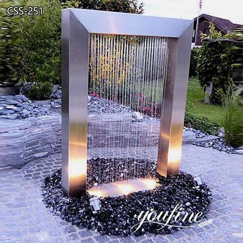 Fountain Sculpture, Small Garden Waterfalls, Outdoor Waterfall Fountain, Outdoor Waterfalls, Water Sculpture, Water Curtain, Water Feature Wall, Garden Water Fountains, Garden Water Feature