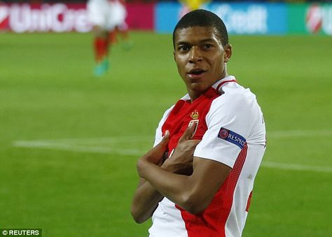 Monaco's Kylian Mbappe has revealed the story behind his crossed-arms goal celebration Goal Celebration, Football Manager, Football Highlight, Kylian Mbappe, The Way He Looks, World Football, World Star, World Of Sports, Europa League