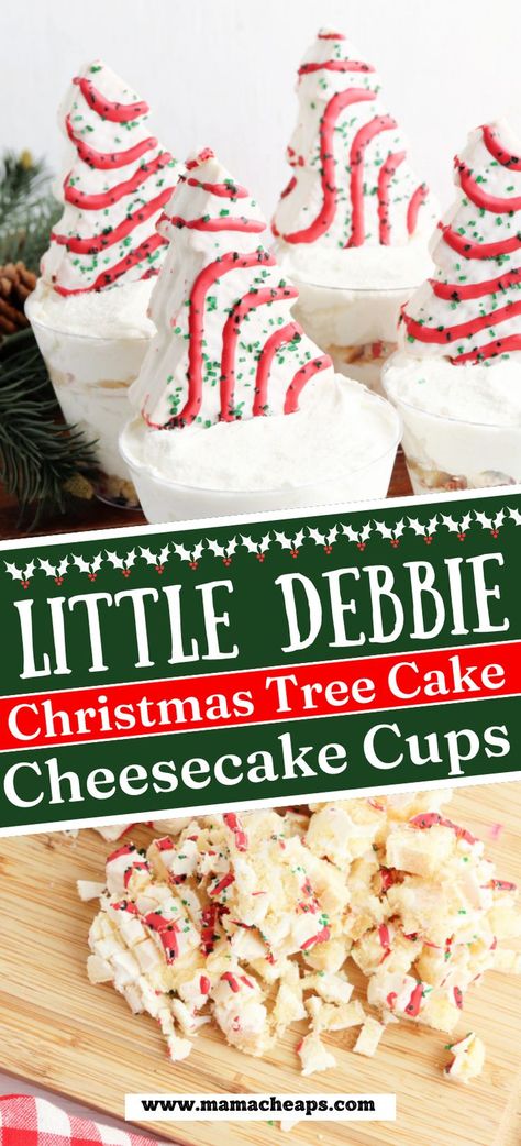 No Bake Little Debbie Cheesecake, Little Debbie Christmas Cake Recipes, No Bake Christmas Tree Cheesecake, Little Debbie Tree Cheesecake, Christmas Tree Cake Trifle, Christmas Tree Cake Recipe Ideas, Christmas Tree Cake Cheesecake Recipe, Little Debbie Christmas Tree Recipes, Little Debbie Christmas Tree Cake Recipe