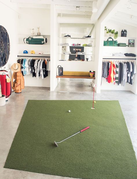 Malbon Golf Shop Owners Talk the New ... Golf Pop Up Store, Golf Store Design, Golf Shop Interior Design, Golf Interiors, Golf Merchandising, Golf Pro Shop, Eastside Golf, Golf Room, Cobra Golf