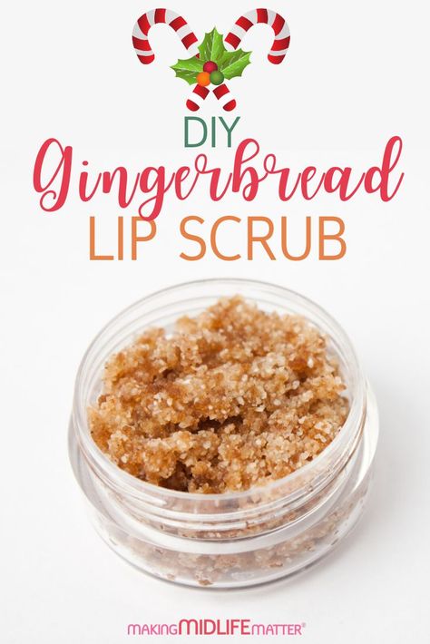 Winter Lip Scrub Diy, Christmas Lip Scrub, Lip Sugar Scrub Diy, Christmas Spa, Diy Sugar Scrub Recipe, Diy Gingerbread, Lip Scrub Recipe, Winter Lips, Lip Scrub Homemade