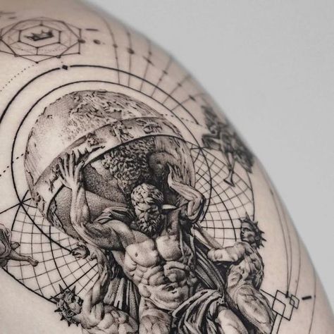 Greco Roman Tattoo, Atlas Tattoo Mythology, Atlas Drawing, Atlas Tattoo Design, Back Tattoos For Guys Upper, Roman Tattoo, Atlas Tattoo, Butterfly Hand Tattoo, Earth Tattoo