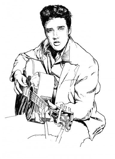 Elvis Tattoo, Stitch Coloring Pages, Elvis Presley Pictures, Kids Coloring Book, Elvis Presley Photos, Caricature Drawing, Celebrity Drawings, Silhouette Art, Cartoon Pics