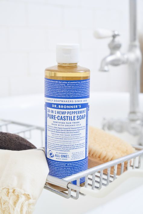 20 uses for Dr. Bronner's Castile Soap Dr Bronners Recipes, Dr Bronners Soap, Castile Soap Uses, Castile Soap Recipes, Natural Cleaning Products Diy, Dr Bronners, Castille Soap, Homemade Cleaners, Cold Home Remedies