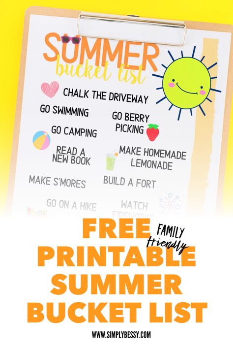 Printable Summer Bucket List, Bucket List For Girls, Kids Treat Bags, Printable Bucket List, Kids Summer Bucket List, Bucket List Printable, Bucket List For Teens, Family Bonding Activities, Bucket List Family