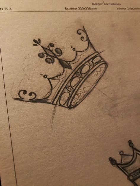 Cool Sketch Ideas Vintage, Thing To Draw On Your Hand, Crown Drawing Sketches, Drawing Ideas Chicano, Elegant Drawings, Crown Sketch, Crown Drawing, Chicano Drawings, Easy Love Drawings