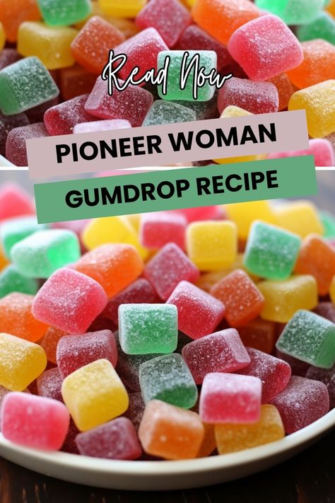 Add some sweet and colorful fun to your baking repertoire with this unique gumdrop recipe from the Pioneer Woman. Try it today for a special treat! Fruity Candy Recipes, Gumdrop Candy Recipe, Homemade Laffy Taffy Recipes, Homemade Gumdrops Recipes, Candy On A Stick Ideas, After Dinner Mints Recipe, Quick Easy Candy Recipes, Homemade Licorice Candy, How To Make Candy Easy