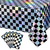 Iridescent Party Decorations, Iridescent Party, Table Cloth Decorations, Checkered Tablecloth, Car Themes, Holographic Foil, Mantel Redondo, Plastic Tablecloth, Party Table Decorations