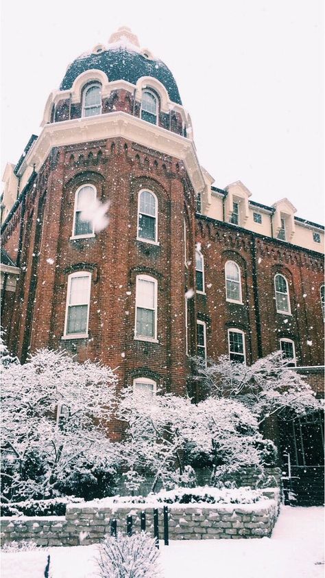 winter at The University of Dayton University Of Dayton Aesthetic, Ohio University Athens, Roosevelt University, Campus Architecture, Lovely Houses, College Inspiration, 2022 Goals, Rivers And Roads, College Vision Board