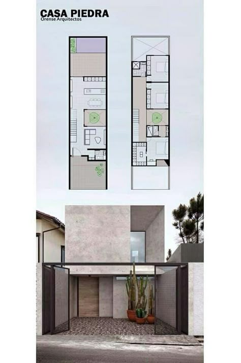 Narrow House Designs, Narrow House Plans, Exterior Facade, Casa Country, Townhouse Designs, Architectural Floor Plans, House Construction Plan, Narrow House, Minimal House Design