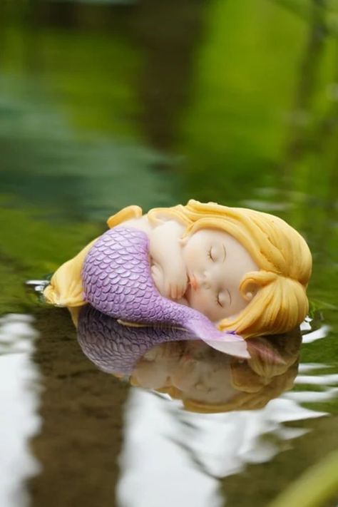 Miniature Mermaid Sleeping in a Roll., Miniature Gardening, Terrarium Supply, Miniature Garden Decor Mermaid Sleeping, Miniature Mermaid, Miniature Garden Decor, Mermaid Sculpture, Miniature Items, Miniature Photography, Mermaid Fairy, Mini Fairy Garden, Fairy Garden Supplies