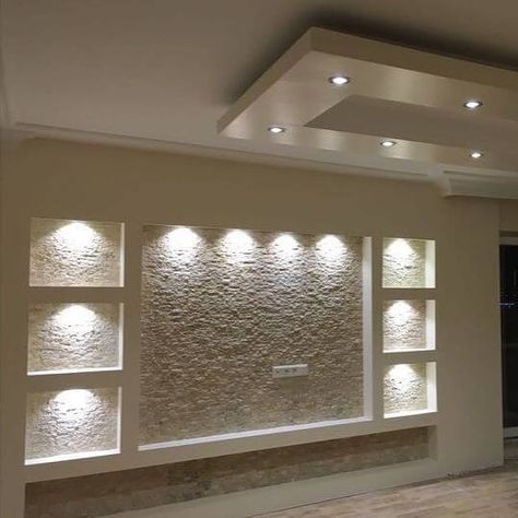 Top 40 Amazing Gypsum TV Wall Unit Design Ideas - Engineering Discoveries Modern Wall Niche, Wall Niche Ideas, Lcd Tv Wall, Niche Wall, Auditorium Design, Tv Walls, Tv Fal, Wall Unit Designs, Divider Ideas