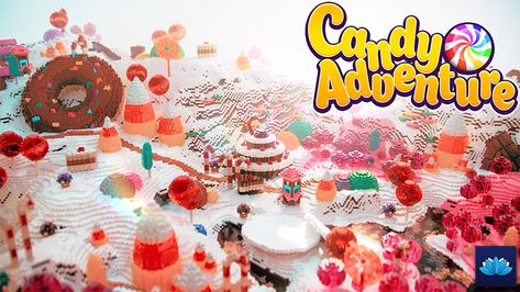 Candy Adventure in Minecraft Marketplace | Minecraft Candy Minecraft Builds, Minecraft Wonderland, Candyland Minecraft, Wonderland Minecraft, Candy Minecraft, Cool Minecraft Creations, Pocket Edition, Cool Minecraft, Christmas Party Food