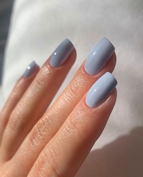 Neutral And Blue Nails, Work Nails Blue, Nails Denim Blue, Pastel Blue Short Nails, Dusty Blue Gel Nails, Stormy Blue Nails, Light Gray Blue Nails, Blue Nails By Skin Tone Range, Blue Neutral Nails