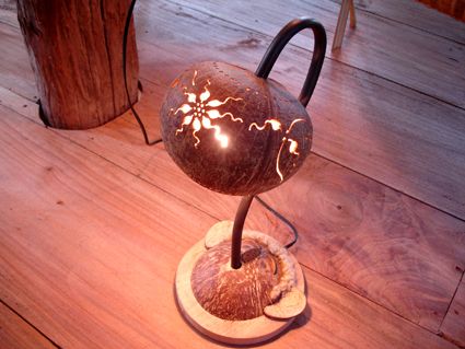 Coconut Lamp, Coconut Jewelry, Applied Arts, Shell Art, Coconut Shell, Shell Crafts, Gourds, Coco, Shells