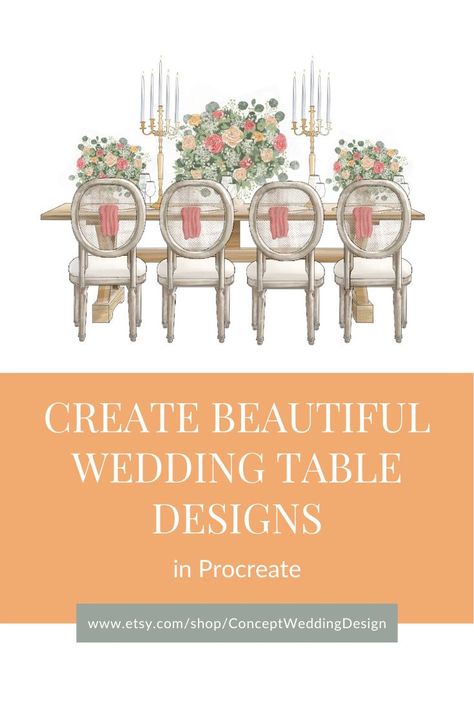 Table Illustration, Spring Wall Decor, Wedding Drawing, Wedding Table Designs, Flower Logo Design, Cake Boxes, Table Designs, Vancouver British Columbia, Digital Weddings