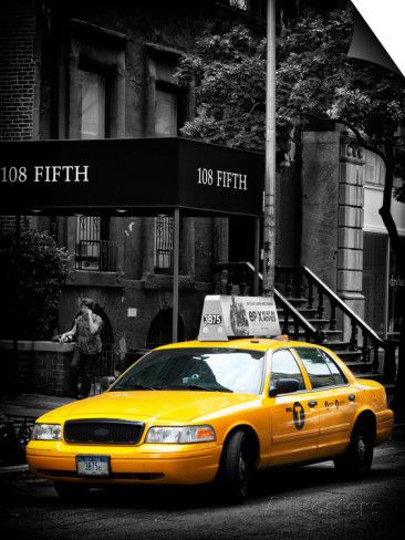 Yellow Taxis, 108 Fifth Avenue, Flatiron, Manhattan, New York City, Black and White Photography Prints by Philippe Hugonnard at AllPosters.com