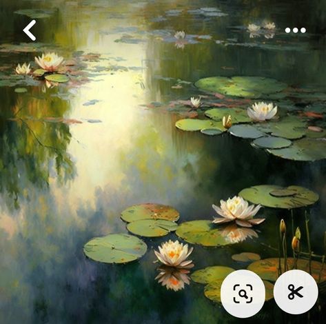 Lotus In Pond Painting, Water Lily Pond Drawing, Pond With Lily Pads Painting, Lily Pad Painting, Waterlily Painting, Lily Pond Painting, Water Lily Painting, Waterlily Pond, Water Lilies Art