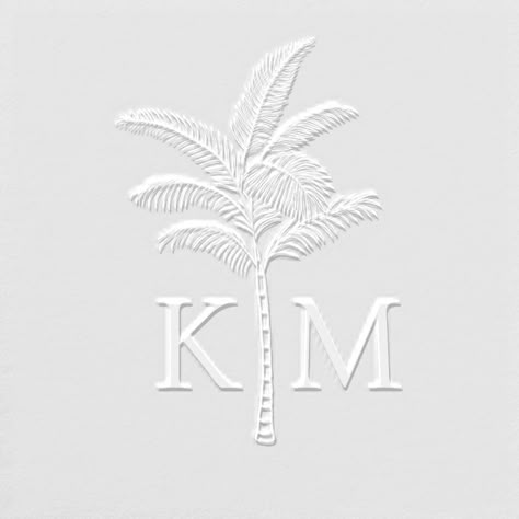 Boho Chic Beach Palm Tree monogram embosser. Monogram space for 2 initials. Palm Springs Bach, Tree Monogram, Palm Tree Wedding Invitations, Palm Beach Wedding, Stationery Inspiration, The Mailbox, Beach Wedding Invitations, 자수 디자인, Wedding Logos