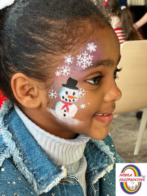 Xmas Face Painting Kids, Snowman Face Painting, Winter Face Painting, Snowman Face Paint, Winter Facepainting, Winter Face Paint, Snowman Makeup, Christmas Face Painting, Face Paints