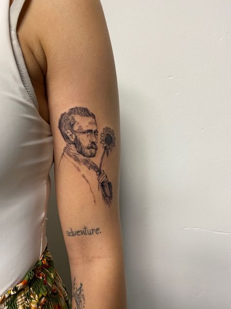 Vincent Van Gogh Tattoo, Monet Tattoo, Van Gogh Tattoo, One Line Tattoo, Line Tattoo, Line Tattoos, Body Tattoos, Dreamcatcher Tattoo, Tattoo Inspo