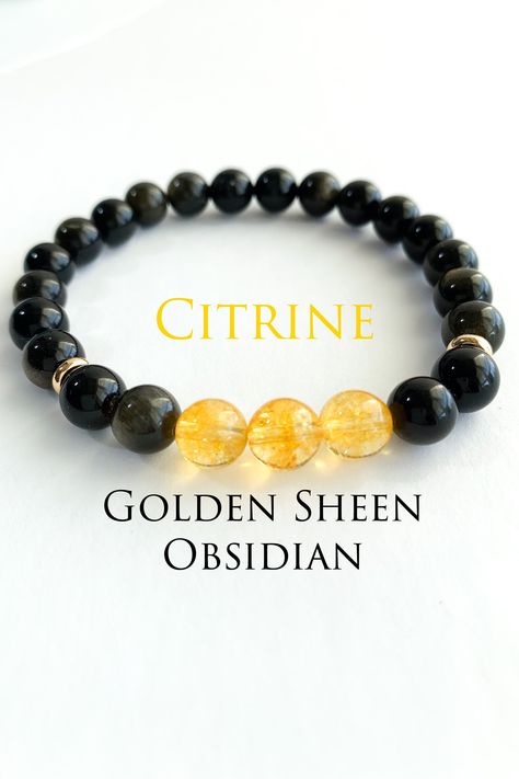 Take A Moment To Breathe, Golden Sheen Obsidian, Compassion For Others, Obsidian Bracelet, Sheen Obsidian, Citrine Bracelet, Crystal Energy, Rosary Bracelet, Beads Bracelet Design