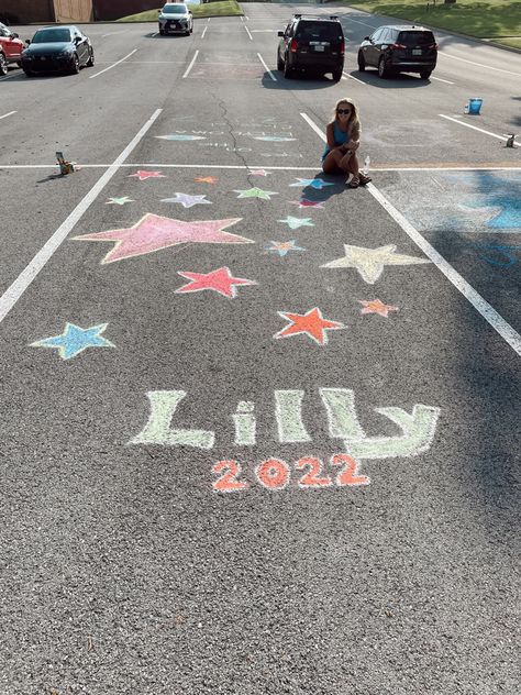 Senior Parking Spots Chalk, Chalked Parking Spot, Senior Chalk Art, Senior Parking Spot Ideas Chalk Easy, Senior Chalk Parking Spot Simple, Parking Spot Chalk, Senior Parking Spaces Chalk, Chalk Parking Spot Senior, Parking Ideas