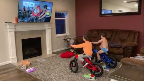 Diy Stationary Bike, Homemade Stationary, Toddler Exercise, Stationary Bike Workout, Bike Hacks, Indoor Bike Trainer, Bike With Training Wheels, Toddler Bike, Kids Stationary