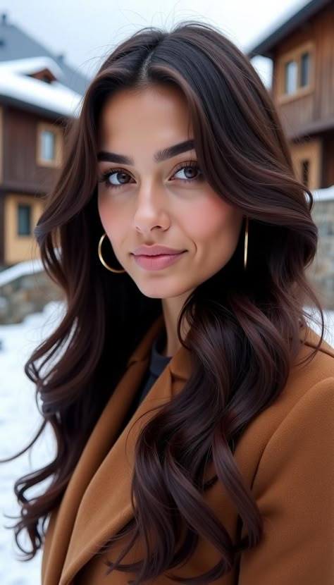 23 Dark Winter Hair Colors 2024-2025: Top Trendy Brunette Shades with Highlights & Balayage Best Hair Colour For Deep Winter, Dark Brunette With Cool Tone Highlights, Winter Hair Balayage Brunettes, Subtle Money Pieces On Dark Hair, Dark Winter Hair Colors 2024 - 2025, Mocha Brown Hair Formula, Deep Winter Brown Hair, Bleach Free Hair Color For Dark Hair, 2025 Brunette Hair