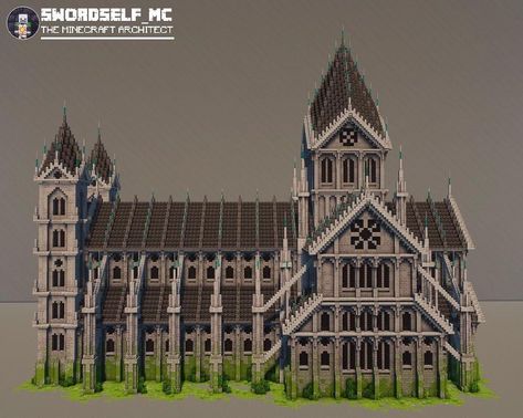 Minecraft Cathedral Tutorial, Minecraft Medieval Cathedral, Minecraft Cathedral Ideas, Gothic Cathedral Minecraft, Minecraft Gothic Cathedral, Minecraft Cathedral Interiors, Gothic Church Minecraft, Minecraft Cathedral Blueprints, Gothic Minecraft Castle