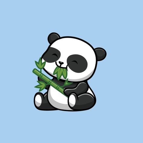 Chibi Eating, Panda Bear Drawing, Hood Drawing, Bamboo Illustration, Bamboo Drawing, Panda Illustration, Panda Drawing, Creative Origami, Bear Drawing