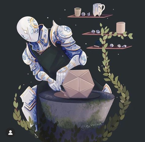 Porcelain Character Design, Automaton Character Design, Warforged Character Design Cute, Porcelain Warforged Dnd, Dnd Warforged Character Design, Warforged Bard, Crystal Character Design, Warforged Art, Warforged Artificer