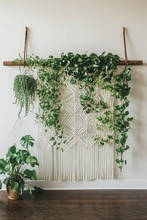 "Add a touch of bohemian charm with a DIY Macramé Plant Wall! 🌿🧶 This wall is ideal for showcasing your greenery in a stylish and artistic way. 🌸✨ #HomeDIY #MacrameArt #PlantLovers" Diy Macramé, Macrame Art, Plant Wall, Macrame Diy, Macrame Wall, Macrame Plant, Macrame Wall Hanging, Front Porch, Macrame