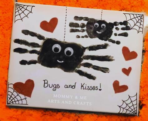 Bugs and Kisses 🖤 🕷️ 🥰 - Mommy & Me Arts and Crafts Hand Print Spider, Bugs And Kisses, Halloween Preschool, Halloween Craft, Thoughts Of You, Holiday Activities, Activities To Do, Hand Print, Crafts To Do