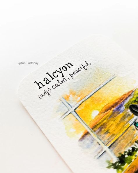 Day 48/100 SUNSHINE Here is another interesting word "HALCYON" which means calm, peaceful, prosperous, golden, happy, joyful, carefree 🤩 Are your days HALCYON? 🤪 Can you spot one silly mistake I did in this painting?? 🤓 A small Watercolour illustration. Hope you like it 🤗 . . . . . . . . smallpaintings #100dayproject2024 #100daysofart #artprompt #the100dayproject #artprompts #ａｅｓｔｈｅｔｉｃ #PositiveVibesArt #100daysofsketchingofficial #100daysofwonder2024 #aquarelle_daily #easywatercolor... Vibes Art, Watercolour Illustration, Art Prompts, Easy Watercolor, 100th Day, Diy Wall Art, Diy Wall, Watercolor Illustration, Cool Words