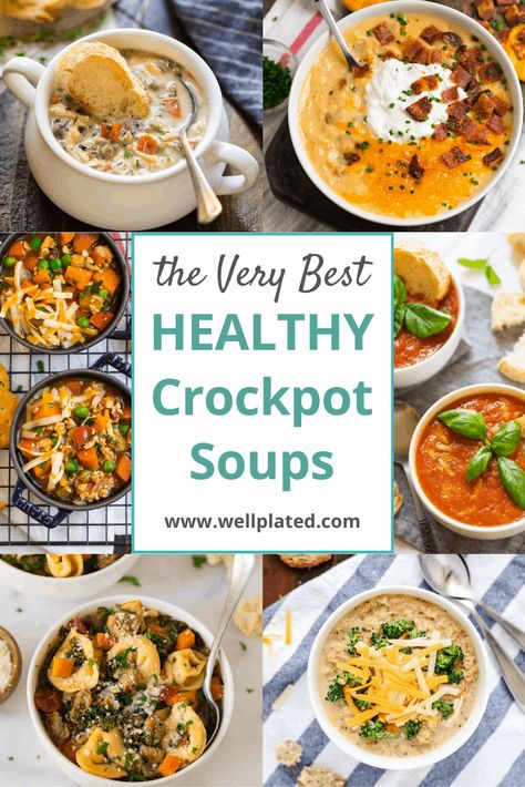 Healthy Crockpot Soups, Best Crockpot Soups, Healthy Crockpot Soup Recipes, Soups With Chicken, Vegetarian Crockpot Soup, Soup Recipes Healthy Crockpot, Vegetable Soup Crock Pot, Healthy Crockpot Soup, Easy Crockpot Soup