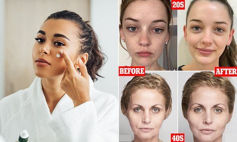 How to have flawless skin at every age: Skincare tips in your 20s, 30s, 40s, 50s and 60s | Daily Mail Online Body And Skin Care, Advanced Skin Care, Antioxidant Serum, Beauty Therapist, Lightweight Moisturizer, Skin Detox, Cosmetic Treatments, Acne Breakout, Your 20s